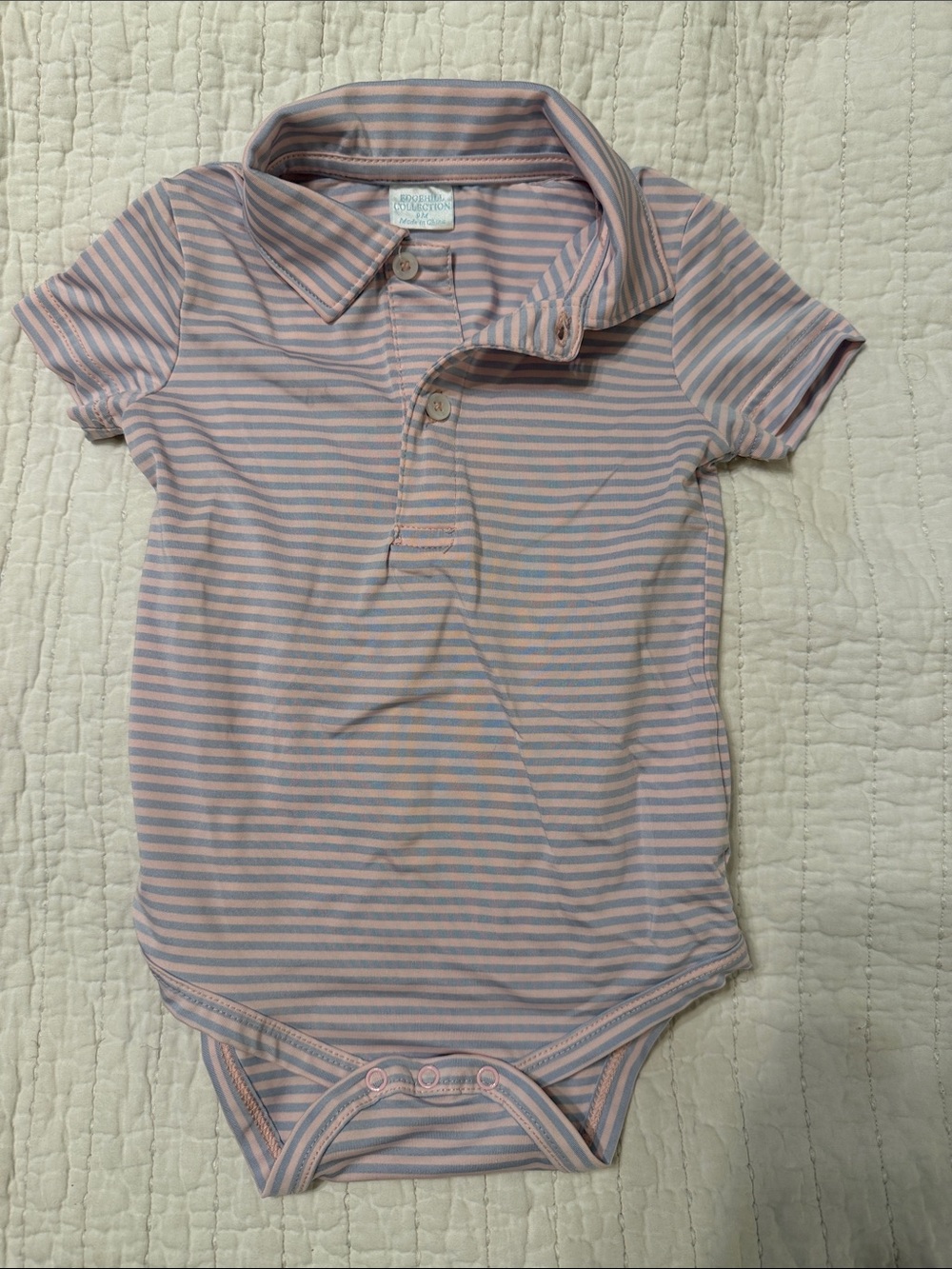 Edgehill Collection Pink and Gray Striped Polo One-Piece